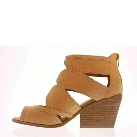 NIB Qupid Women's DALTON-14 Toffee Caged Peep Toe Sandal Boot Bootie Size 7.5 - Picture 2 of 6